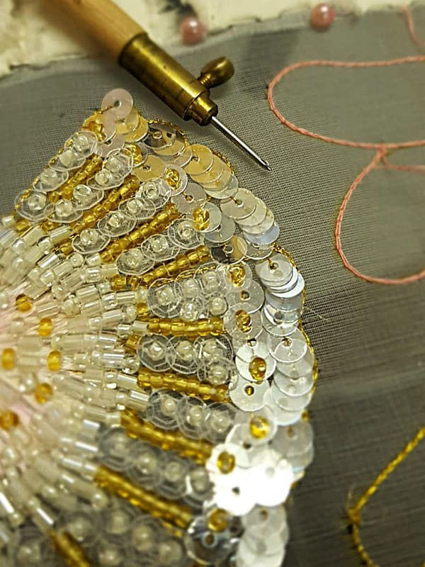 Tambour beading embroidery
